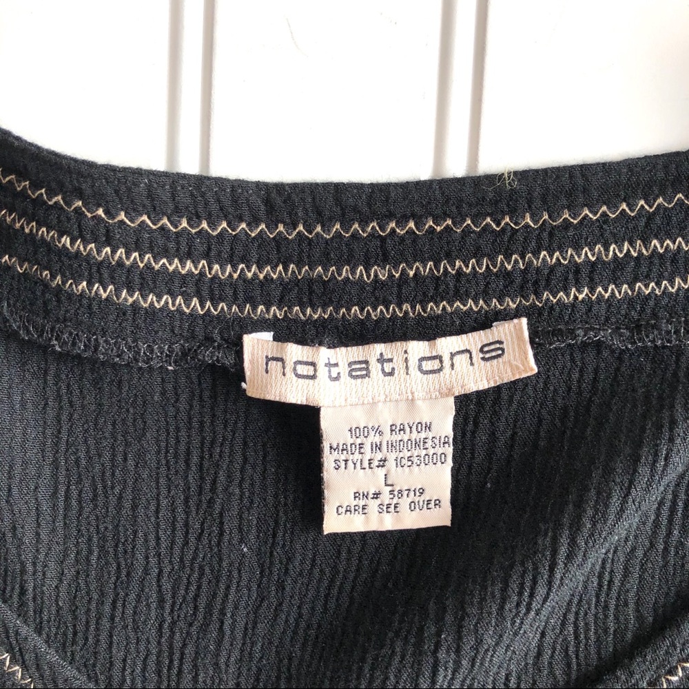 Notations Black Long Sleeve Top~ Size Large - Picture 5 of 7